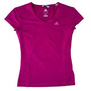 Adidas Climalite Women's Medium V-neck Pink Short Sleeve T-Shirt Activewear